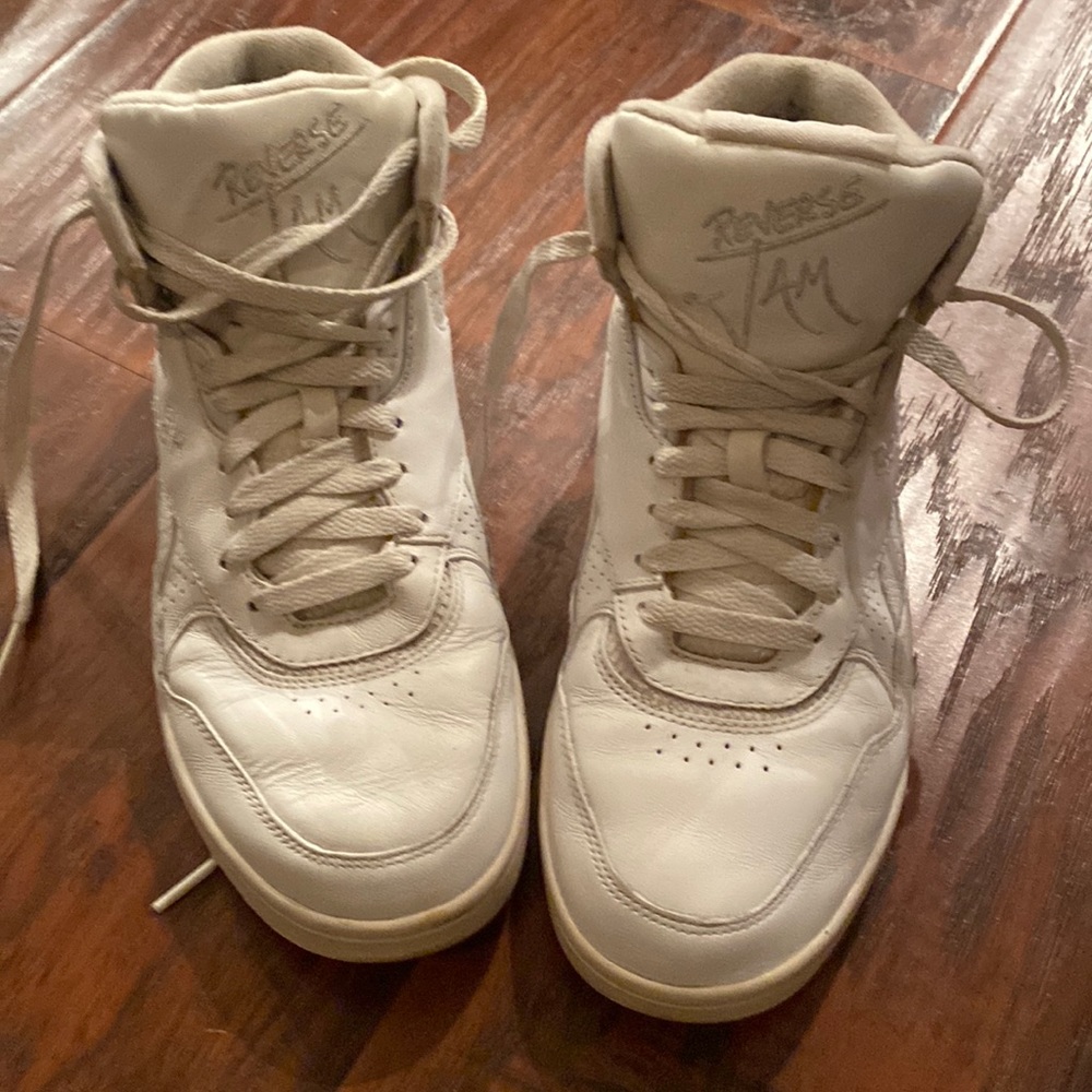 Reebok Reverse Jam white high top sneakers size 6.5 men/size 8 women. Retro